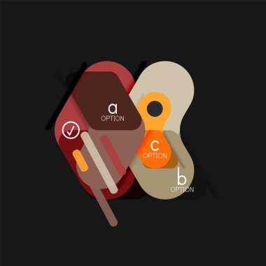 Düz tasarım geometrik infographics, ok şekli vektör etiket veya etiket, Fiyat etiketleri, promosyon rozet, simgesi tasarım, kağıt tarzı düzeni verileri grafik görselleştirme adım adım süreci için için teklif