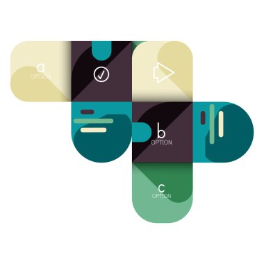 Infographics seçeneği ve adım adım içinde yuvarlak kareler, grafik, grafik, diyagram seçenekleri, parçalar, süreçleri ile unsuru