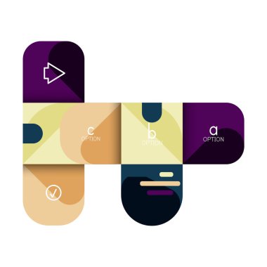 Infographics seçeneği ve adım adım içinde yuvarlak kareler, grafik, grafik, diyagram seçenekleri, parçalar, süreçleri ile unsuru