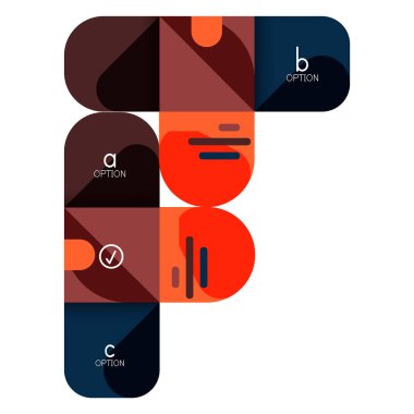 Infographics seçeneği ve adım adım içinde yuvarlak kareler, grafik, grafik, diyagram seçenekleri, parçalar, süreçleri ile unsuru