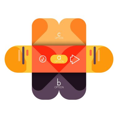 Infographics seçeneği ve adım adım içinde yuvarlak kareler, grafik, grafik, diyagram seçenekleri, parçalar, süreçleri ile unsuru