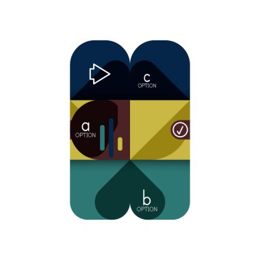 Infographics seçeneği ve adım adım içinde yuvarlak kareler, grafik, grafik, diyagram seçenekleri, parçalar, süreçleri ile unsuru. Sunuyu veya web bilgi ekranı için vektör iş şablonu