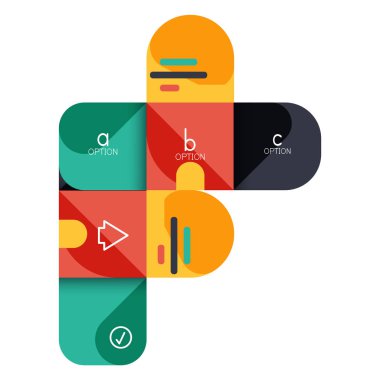 Infographics seçeneği ve adım adım içinde yuvarlak kareler, grafik, grafik, diyagram seçenekleri, parçalar, süreçleri ile unsuru