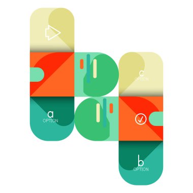 Infographics seçeneği ve adım adım içinde yuvarlak kareler, grafik, grafik, diyagram seçenekleri, parçalar, süreçleri ile unsuru