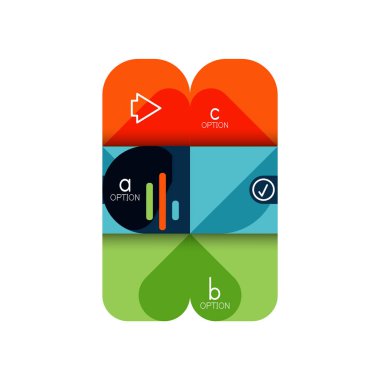 Infographics seçeneği ve adım adım içinde yuvarlak kareler, grafik, grafik, diyagram seçenekleri, parçalar, süreçleri ile unsuru