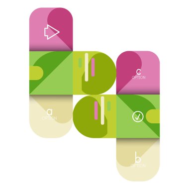 Infographics seçeneği ve adım adım içinde yuvarlak kareler, grafik, grafik, diyagram seçenekleri, parçalar, süreçleri ile unsuru