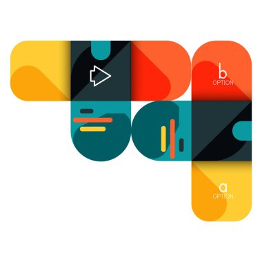 Infographics seçeneği ve adım adım içinde yuvarlak kareler, grafik, grafik, diyagram seçenekleri, parçalar, süreçleri ile unsuru