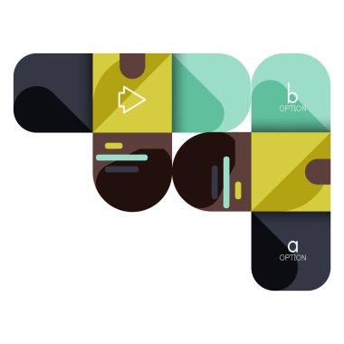 Infographics seçeneği ve adım adım içinde yuvarlak kareler, grafik, grafik, diyagram seçenekleri, parçalar, süreçleri ile unsuru