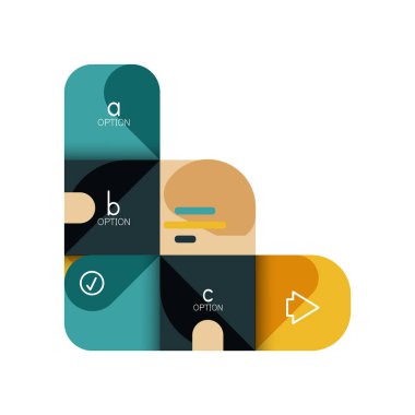 Infographics seçeneği ve adım adım içinde yuvarlak kareler, grafik, grafik, diyagram seçenekleri, parçalar, süreçleri ile unsuru