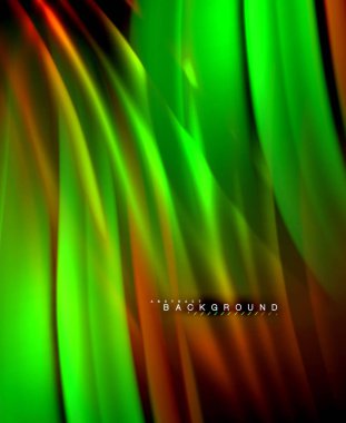 Neon parlayan dalga, sihirli enerji ve ışık arka plan. Vektör duvar kağıdı şablonu