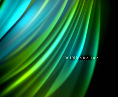 Neon parlayan dalga, sihirli enerji ve ışık arka plan. Vektör duvar kağıdı şablonu