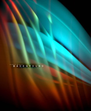 Neon parlayan dalga, sihirli enerji ve ışık arka plan. Vektör duvar kağıdı şablonu