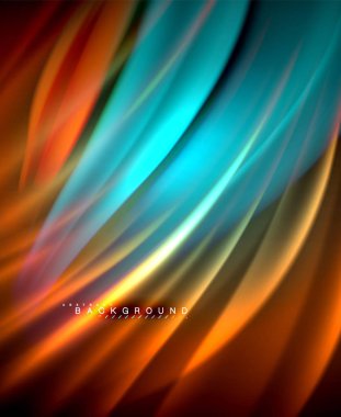 Neon parlayan dalga, sihirli enerji ve ışık arka plan. Vektör duvar kağıdı şablonu