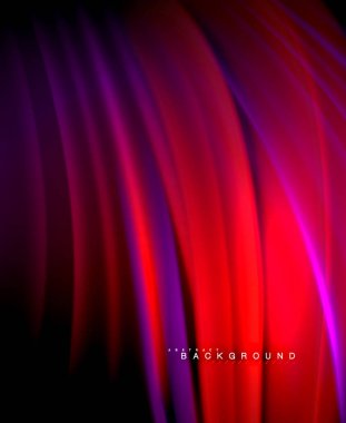 Neon parlayan dalga, sihirli enerji ve ışık arka plan. Vektör duvar kağıdı şablonu