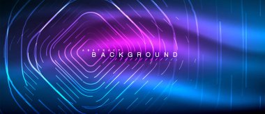 Neon parlayan çizgiler, sihirli enerji uzay ışığı konsepti, soyut arka plan duvar kağıdı tasarımı