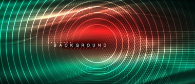 Neon parlayan çizgiler, sihirli enerji uzay ışığı konsepti, soyut arka plan duvar kağıdı tasarımı