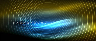 Neon parlayan çizgiler, sihirli enerji uzay ışığı konsepti, soyut arka plan duvar kağıdı tasarımı