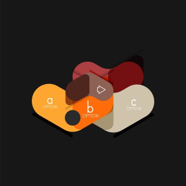 Düz tasarım geometrik infographics, ok şekli vektör etiket veya etiket, Fiyat etiketleri, promosyon rozet, simgesi tasarım, kağıt tarzı düzeni verileri grafik görselleştirme adım adım süreci için için teklif