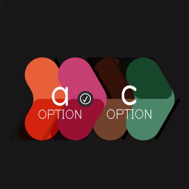 Düz tasarım geometrik infographics, ok şekli vektör etiket veya etiket, Fiyat etiketleri, promosyon rozet, simgesi tasarım, kağıt tarzı düzeni verileri grafik görselleştirme adım adım süreci için için teklif