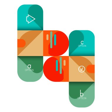 Infographics seçeneği ve adım adım içinde yuvarlak kareler, grafik, grafik, diyagram seçenekleri, parçalar, süreçleri ile unsuru