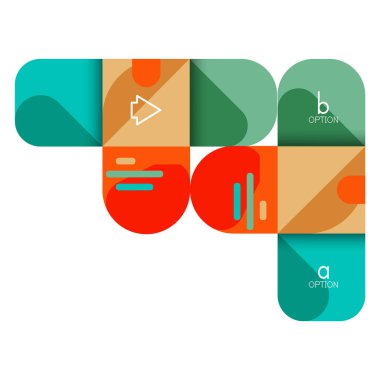 Infographics seçeneği ve adım adım içinde yuvarlak kareler, grafik, grafik, diyagram seçenekleri, parçalar, süreçleri ile unsuru