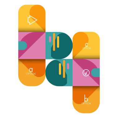 Infographics seçeneği ve adım adım içinde yuvarlak kareler, grafik, grafik, diyagram seçenekleri, parçalar, süreçleri ile unsuru