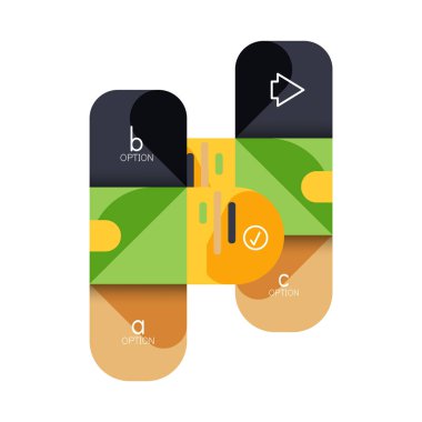 Infographics seçeneği ve adım adım içinde yuvarlak kareler, grafik, grafik, diyagram seçenekleri, parçalar, süreçleri ile unsuru