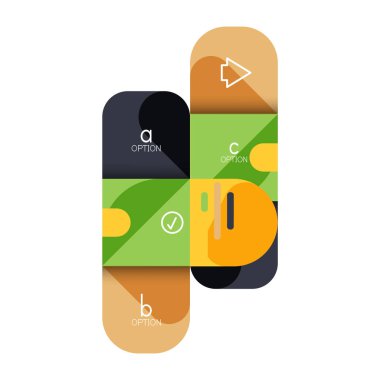 Infographics seçeneği ve adım adım içinde yuvarlak kareler, grafik, grafik, diyagram seçenekleri, parçalar, süreçleri ile unsuru