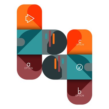 Infographics seçeneği ve adım adım içinde yuvarlak kareler, grafik, grafik, diyagram seçenekleri, parçalar, süreçleri ile unsuru