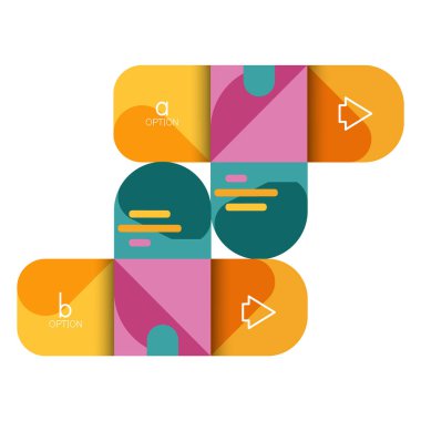 Infographics seçeneği ve adım adım içinde yuvarlak kareler, grafik, grafik, diyagram seçenekleri, parçalar, süreçleri ile unsuru