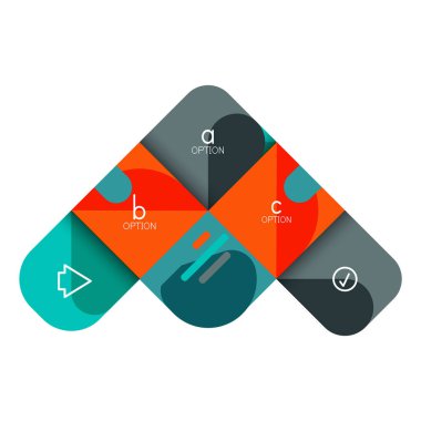 Infographics seçeneği ve adım adım içinde yuvarlak kareler, grafik, grafik, diyagram seçenekleri, parçalar, süreçleri ile unsuru