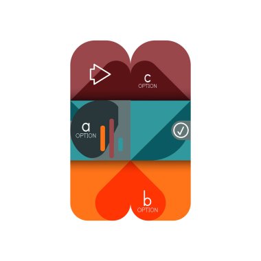 Infographics seçeneği ve adım adım içinde yuvarlak kareler, grafik, grafik, diyagram seçenekleri, parçalar, süreçleri ile unsuru