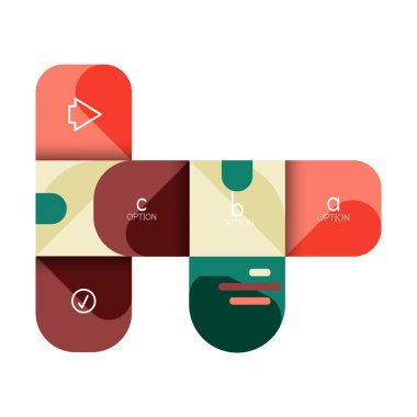 Infographics seçeneği ve adım adım içinde yuvarlak kareler, grafik, grafik, diyagram seçenekleri, parçalar, süreçleri ile unsuru