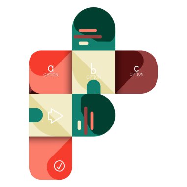 Infographics seçeneği ve adım adım içinde yuvarlak kareler, grafik, grafik, diyagram seçenekleri, parçalar, süreçleri ile unsuru