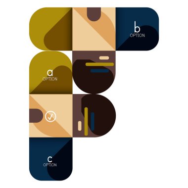 Infographics seçeneği ve adım adım içinde yuvarlak kareler, grafik, grafik, diyagram seçenekleri, parçalar, süreçleri ile unsuru