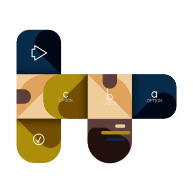 Infographics seçeneği ve adım adım içinde yuvarlak kareler, grafik, grafik, diyagram seçenekleri, parçalar, süreçleri ile unsuru