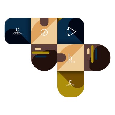 Infographics seçeneği ve adım adım içinde yuvarlak kareler, grafik, grafik, diyagram seçenekleri, parçalar, süreçleri ile unsuru