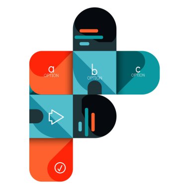 Infographics seçeneği ve adım adım içinde yuvarlak kareler, grafik, grafik, diyagram seçenekleri, parçalar, süreçleri ile unsuru