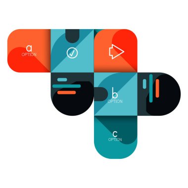 Infographics seçeneği ve adım adım içinde yuvarlak kareler, grafik, grafik, diyagram seçenekleri, parçalar, süreçleri ile unsuru