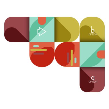 Infographics seçeneği ve adım adım içinde yuvarlak kareler, grafik, grafik, diyagram seçenekleri, parçalar, süreçleri ile unsuru