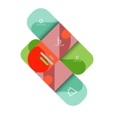 Infographics seçeneği ve adım adım içinde yuvarlak kareler, grafik, grafik, diyagram seçenekleri, parçalar, süreçleri ile unsuru