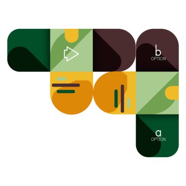 Infographics seçeneği ve adım adım içinde yuvarlak kareler, grafik, grafik, diyagram seçenekleri, parçalar, süreçleri ile unsuru