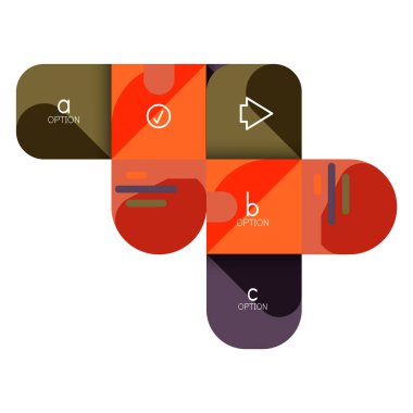 Infographics seçeneği ve adım adım içinde yuvarlak kareler, grafik, grafik, diyagram seçenekleri, parçalar, süreçleri ile unsuru