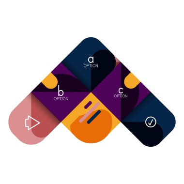 Infographics seçeneği ve adım adım içinde yuvarlak kareler, grafik, grafik, diyagram seçenekleri, parçalar, süreçleri ile unsuru