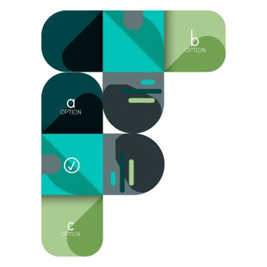 Infographics seçeneği ve adım adım içinde yuvarlak kareler, grafik, grafik, diyagram seçenekleri, parçalar, süreçleri ile unsuru