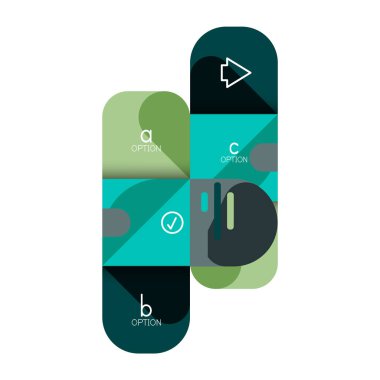 Infographics seçeneği ve adım adım içinde yuvarlak kareler, grafik, grafik, diyagram seçenekleri, parçalar, süreçleri ile unsuru