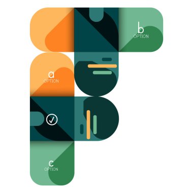 Infographics seçeneği ve adım adım içinde yuvarlak kareler, grafik, grafik, diyagram seçenekleri, parçalar, süreçleri ile unsuru