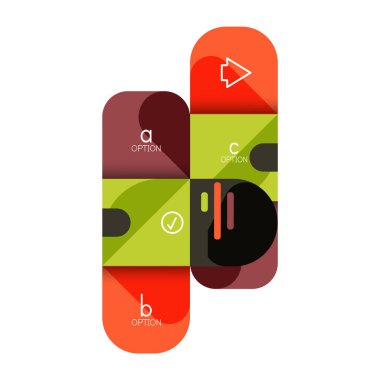 Infographics seçeneği ve adım adım içinde yuvarlak kareler, grafik, grafik, diyagram seçenekleri, parçalar, süreçleri ile unsuru