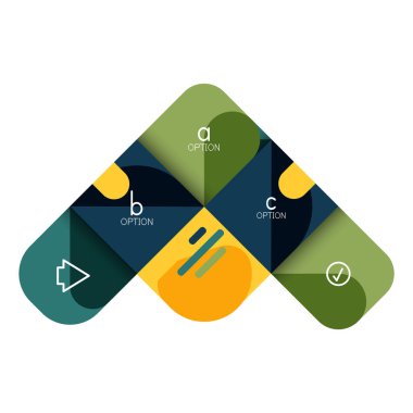 Infographics seçeneği ve adım adım içinde yuvarlak kareler, grafik, grafik, diyagram seçenekleri, parçalar, süreçleri ile unsuru