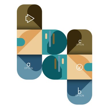 Infographics seçeneği ve adım adım içinde yuvarlak kareler, grafik, grafik, diyagram seçenekleri, parçalar, süreçleri ile unsuru